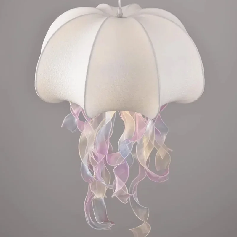 SANDYHA Jellyfish Shaped Nordic Silk Pendant Lights Chandelier Ideal for Living Room Bedroom Dining Table Stylish Lighting Decor - Image 4