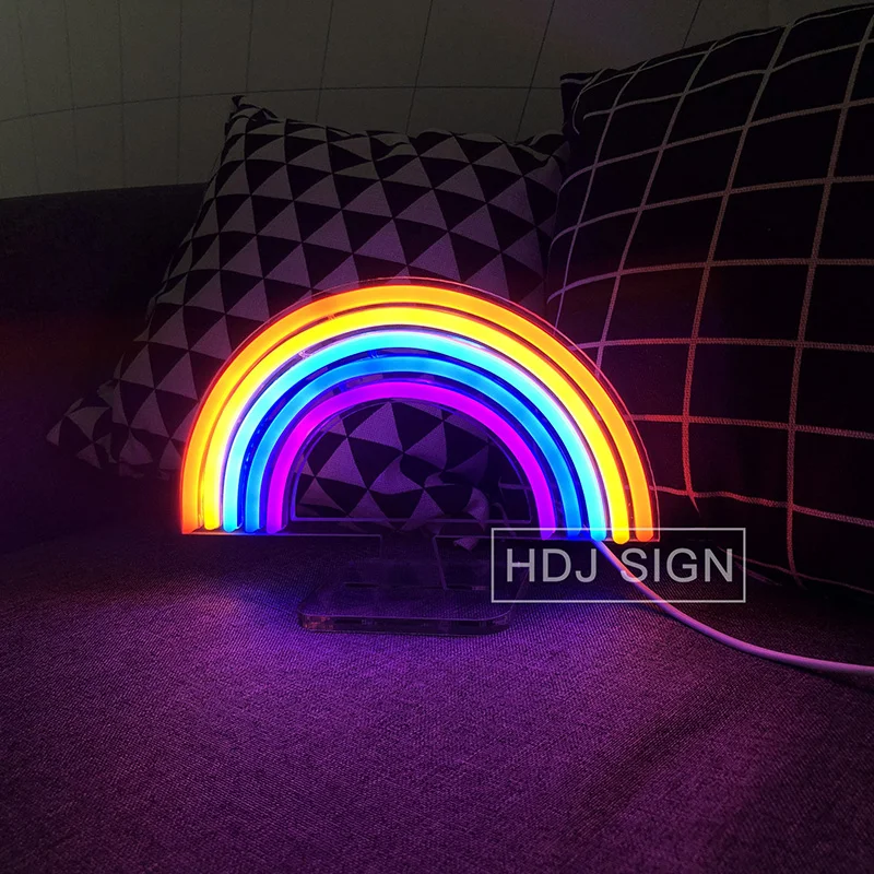 Rainbow Neon LED Light Sign USB Charging Wall Decor Children Kindergarten Bedroom Desk Decoration Night Lights Table Lamps - Image 5