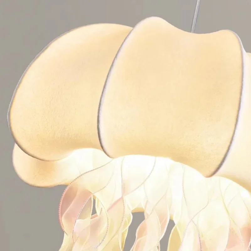 SANDYHA Jellyfish Shaped Nordic Silk Pendant Lights Chandelier Ideal for Living Room Bedroom Dining Table Stylish Lighting Decor - Image 5