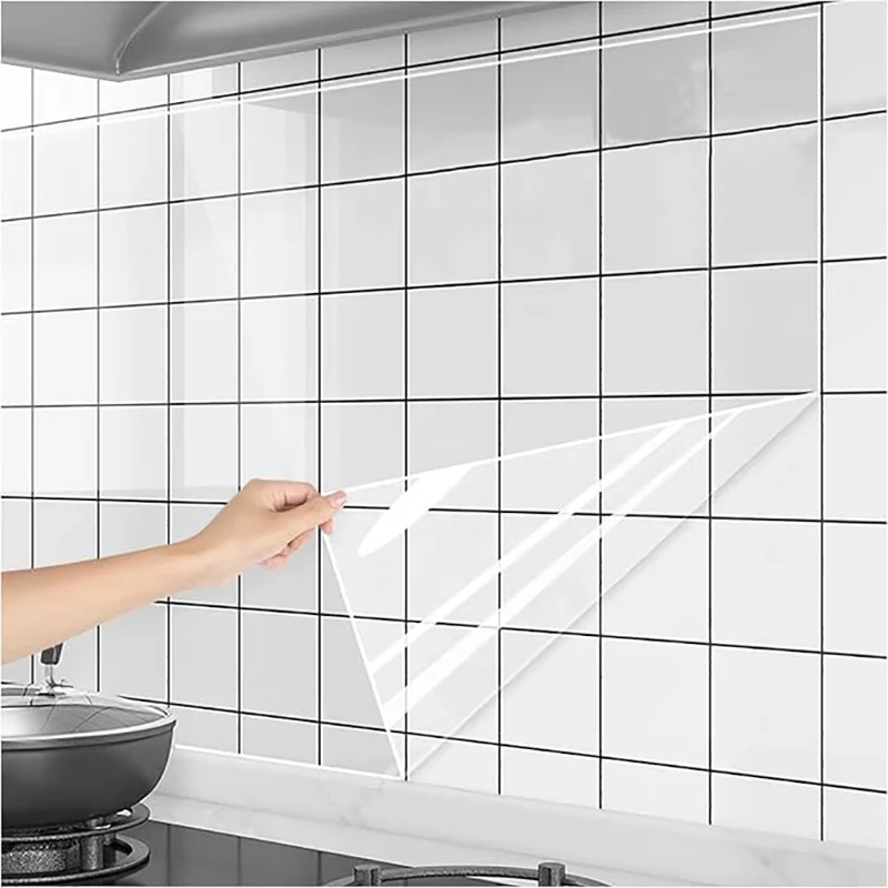 Transparent Wallpaper Kitchen Electrostatic Adsorption Protective Film Oil Proof Wall Sticker Decorative Film Wall Papers Home - Image 2