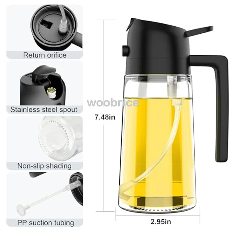 2in1 Kitchen Spray Oil Dispenser Oil Sprayer Polisher Or Only Brush Spray for Air Fryer Salad Grilling Roasting Cooking Kitchen - Image 5