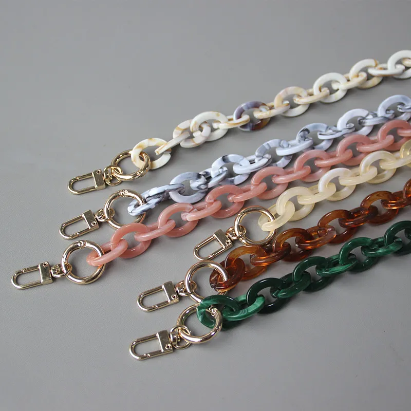 DIY New Fashion Woman Handbag Accessory Chain Beige Pink White Green Resin Amber Luxury Strap Women Clutch Shoulder Purse Chain - Image 2