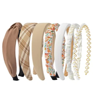 Fashion Vintage Elastic Hair Band Set Lattice Print Sponge Headband Womens Girl Wide Side Hairband Hair Hoop Hair Accessories
